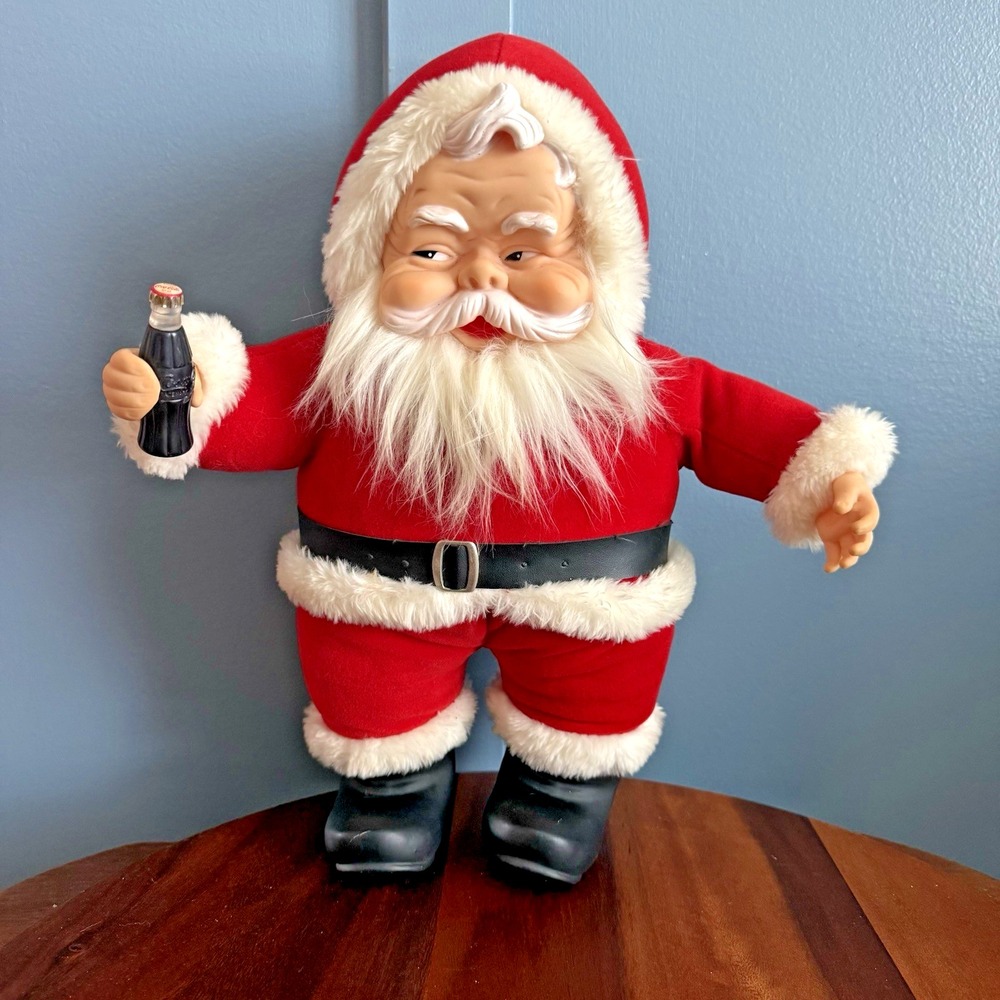 Vintage Coca-Cola Santa Doll 15" Rubber Face Coke Bottle — Circa 1988 Plush